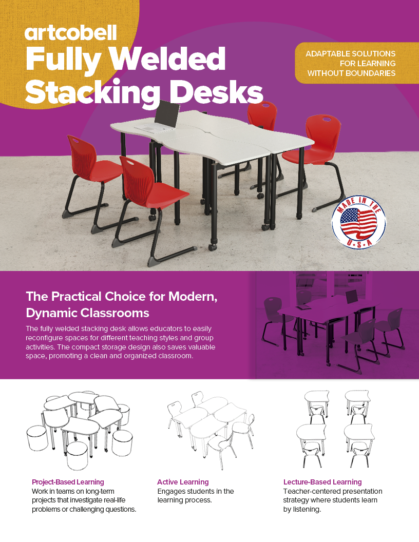 Artcobell_Student Desk_Sell Sheet_Fully Welded Stacking